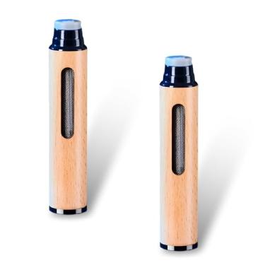 Imagem de MOXRUQ 2 cinzeiros portáteis de madeira feitos à mão, cinzeiro anticinzeiro para carro com suportes de cigarro de 5,2 mm, 6,8 mm, 7,8 mm, apanhador de fumaça de armazenamento automático, universal