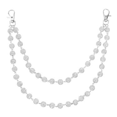 Imagem de NICENEEDED Corrente de cintura com contas de cerâmica, corrente de calça boêmia, com fecho redondo, acessórios para bolsa de roupas