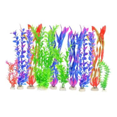 Imagem de Baoblaze 10x Plantas Artificiais de Aquário Decorações de Plantas Artificiais Simulação Enfeites Multiformato Colorido Acessórios para Aquário de Peixes, Style B