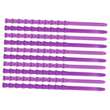 Imagem de Bothyi 100 peças numeradas faixas de perna de frango etiquetas de frango cor brilhante versáteis reutilizáveis ​​anéis de pé de aves para pombos patos, Roxo