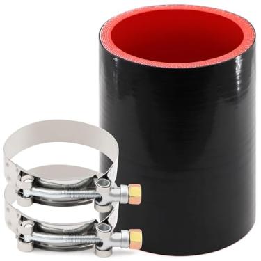 Imagem de Mangueira de acoplador de silicone reforçada de 5 camadas de comprimento reto de 10 cm ID 6 cm com 2 grampos de parafuso T, espessura de parede 6 mm tubo turbo de alto nível adequado