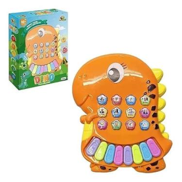 Imagem de Piano Musical Dino Divertido, Teclado Infantil com 20 Teclas, 18x15 cm, para Crianças a partir de 2 Anos