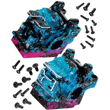 Imagem de hopsupRC RC Gearbox Transmission Case Upgrades Parts for 1/10 Slash/Rustler/Stampede/Jato VXL 4X4 4WD,XO-1,Aluminum Front Rear Wave Box Gearbox,Replace #6880#6881,Colour