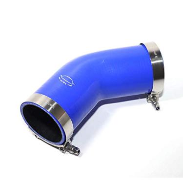 Imagem de LTI Universal 76 mm 4-Ply Reforçado Alto Desempenho 7.6 cm ID 45 Graus Cotovelo Silicone Mangueira Acoplador Com Parafuso T Braçadeira T304 Aço Inoxidável (7.6 cm AZUL)