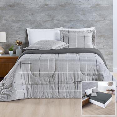 Imagem de Kit Edredom + Jogo de Cama Avere 200 Fios King 06 Peças 100% Poliéster - Dallas