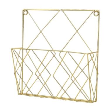 Imagem de Bothyi Suporte de parede para revistas, moderno e minimalista, porta-jornais, porta-brochuras para sala de estar e sala de espera, Ouro