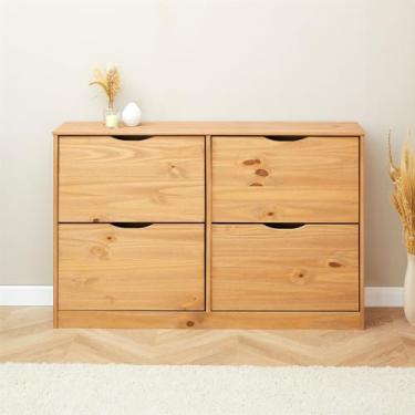 Imagem de IDIMEX Sapateira Organizadora Basculante 4 Portas Hall de Entrada Madeira cor Freijó Basil 115 cm