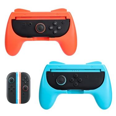 Imagem de DLseego Pacote com 2 capas para jogos de mão para Switch 2 JoyCon, controlador ergonômico resistente ao desgaste para modelo para Joycon, cabo de controle de jogo, capa para joystick móvel - laranja