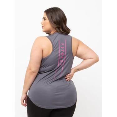 Imagem de Regata Feminina Estampada Plus Size Dry Fit - Fix, Chumbo, G3