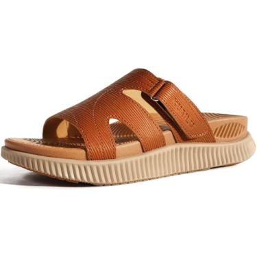 Imagem de KuaiLu Sandálias femininas ortopédicas ortopédicas de recuperação de almofada grossa sandálias femininas sem cadarço com suporte de arco para fascite plantar confortável para ambientes internos e