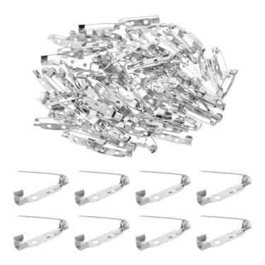 Imagem de PATIKIL 100 peças de pino de broche, 25 mm (0,98") pinos de barra atrás fecho de segurança, prata escura