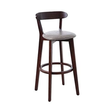 Imagem de GRFIT Cadeira de bar requintada cadeira de bar de madeira moderna simples banco alto encosto cadeira de mesa restaurante ilha banco ajustável bancos de bar (cor: I)