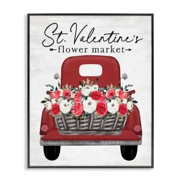 Imagem de Stupell Industries Arte giclée emoldurada preta do caminhão do mercado de flores de São Valentim, design por Lettered and Lined, 20 x 16