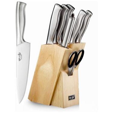 Imagem de Conjunto de Facas em Aço Inoxidável com Bloco de Bancada, 8 Peças, SIXILANG 3Cr13, Prateado