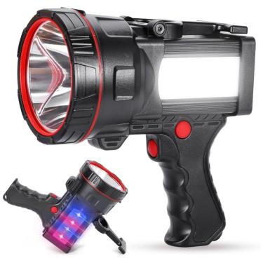 Imagem de Lanterna LED Recarregável com Luz de Emergência, USB 10.000 Lúmens, Vanvale, Preta