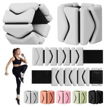 Imagem de Pesos de pulso, pulso e tornozelo para mulheres, pulseiras de silicone ajustáveis de 900 g (500 g cada), adequado para ioga, pilates, academia em casa, dança, natação, corrida, cardio, treinamento de