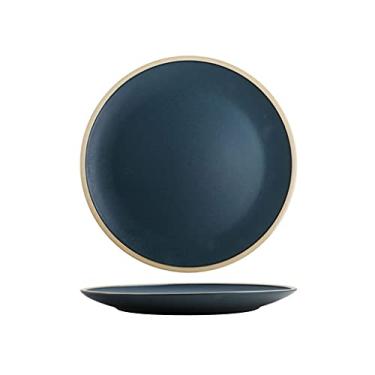 Imagem de Prato de serviço pratos de jantar de porcelana de 26,5 cm elegantes pratos de sobremesa redondos foscos para salada de sushi, bife e macarrão, pratos de mesa domésticos, pratos de cores sortidas (cor