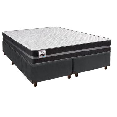 Imagem de Cama Box Cinza Queen + Colchão Molas Ultralastic Bogota Inducol