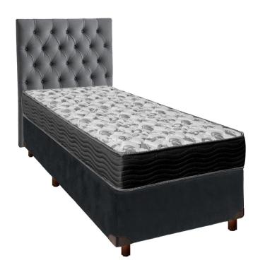 Imagem de Cama Box + Colchão Solteiro Ortobom D33 Iso100 + Cabeceira Estofada