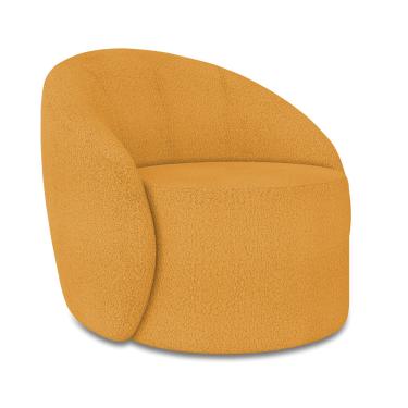 Imagem de Poltrona Decorativa Orgânica Giratória Lua Bouclê Mostarda D03 - D'Rossi