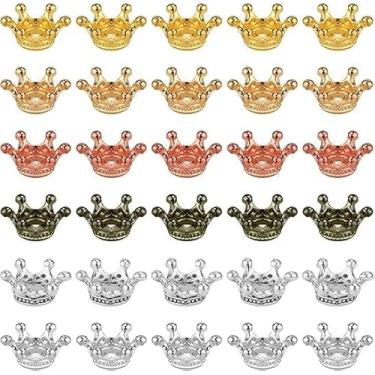 Imagem de 120 berloques de 6 cores, mini contas de coroa vintage estilo tibetano pequenos pingentes espaçadores de liga pequenas contas para artesanato, pulseiras faça você mesmo, colares, acessórios de