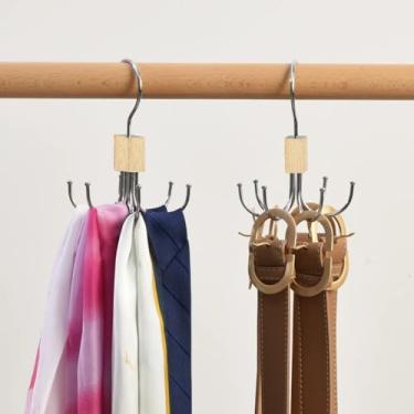 Imagem de 6 ganchos giratórios, organizador giratório de metal resistente, suporte de parede para porta que economiza espaço para entrada, armário, loja de varejo, acabamento polido para casacos, chapéus