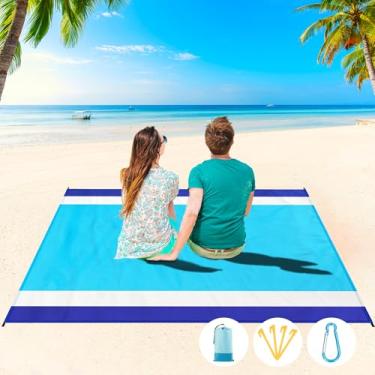 Imagem de Cobertor de praia impermeável à prova de areia 1-7 adulto grande 188 × 294 cm, leve, durável, compacto, livre de areia, extra grande, tapete de praia para viagem, acampamento, caminhada, piquenique