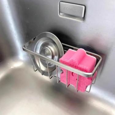 Imagem de Suporte de saboneteira, suporte de esponja adesivo para pia, suporte de sabão montado na parede, suporte de esponja para pia de cozinha, barra de bandeja de sabão, suporte de esponja de prato para
