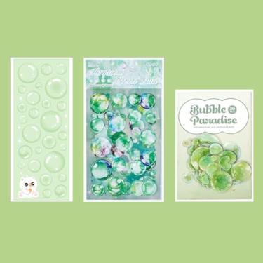 Imagem de Adesivos verdes coloridos de bolhas de vários estilos, adesivos autoadesivos de bolhas transparentes, decalques à prova d'água para photocard, scrapbook, diário, presente, faça você mesmo, cartões de