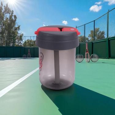 Imagem de 1 garrafa de água com canudo duplo de hidratação 300 ml PC PP silicone preto 11,5 x 8,5 x 8,5 cm