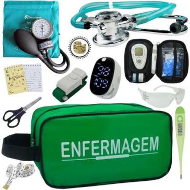 Imagem de Kit Enfermagem Aparelho de Pressão Estetoscópio Medidor Glicose Comple