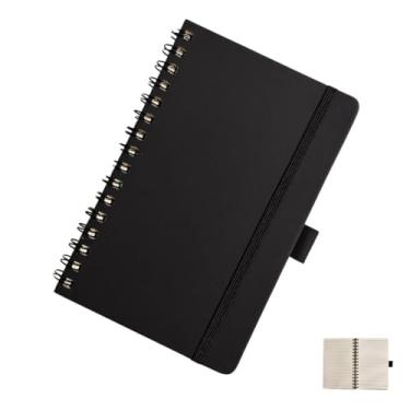 Imagem de Caderno Com Pauta A5 Espiral Wire-o, Capa Dura, Com Suporte Para Caneta, Caderneta Para Anotações e Estudos (Preto)