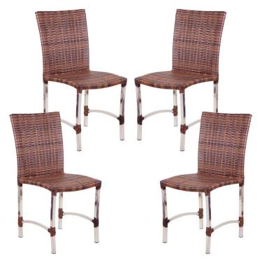 Imagem de 4 Cadeiras Cannes Em Alumínio Para Cozinha Piscina Edícula Argila