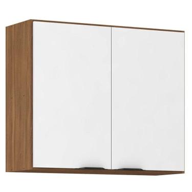 Imagem de Armário Aéreo Para Cozinha Firenze 2 Portas Amêndola Branco - Demóbile