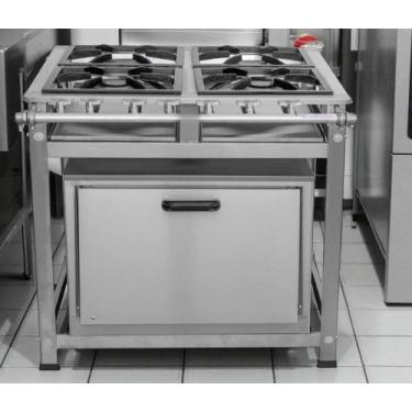 Imagem de Fogão Industrial 4 Bocas P8 em Aço Inox com Forno Leona - Mr Fogões
