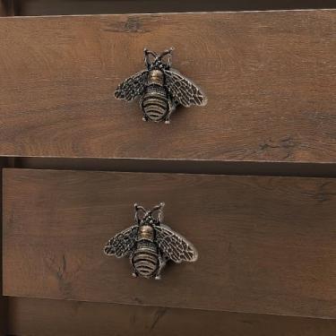 Imagem de 6 puxadores de armário vintage de abelha, puxadores de gaveta, puxadores de móveis polidos antigos, ferragens de barra de colmeia retrô para decoração de casa e armários de cozinha