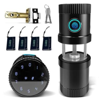 Imagem de Fechadura Inteligente Biométrica Q5 - Impressão Digital 0.3s, Senha, Cartão IC, APP Tuya para Porta 35-65mm, 100 Digitais, 200 Senhas Segurança Residencial