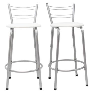 Imagem de Kit 2 Banquetas Flórida 60cm Estrutura Prata Ideal Cozinha Gourmet Área de Lazer Piscina Balcão Bancada Bistro Bar (Assento Branco)
