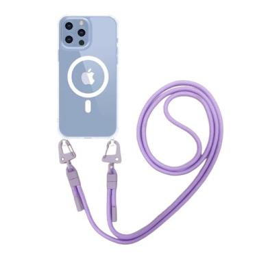 Imagem de Capa magnética transparente com cordão transversal para iPhone 16, 15 Plus, 14, 13, 12 Pro Max 11, capa traseira de acrílico rígido para PC, A1, para iPhone 16 Pro