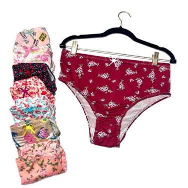 Imagem de Kit 3 Calcinhas Plus Size Senhora Microfibra Estampada Cintura Alta Ve