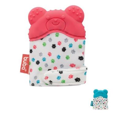 Imagem de Mordedor para Bebe Luvinha Silicone Azul Rosa Ursinho Buba, Rosa