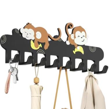 Imagem de Suporte de gancho magnético, suporte de chave magnético para parede, suporte de parede para geladeira, armário de metal, churrasqueiras, lava-louças (macaco, 8 ganchos)