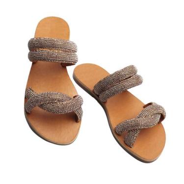 Imagem de Sandália Feminina Rasteira Tiras Com Strass Ana - Maria Rita Shoes, Do