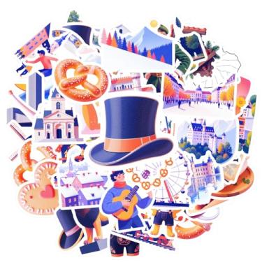 Imagem de 50 peças Cultura Alemã Festival Bávaro Oktoberfest Papelaria Adesivos Brinquedo Germânico para Mala Geladeira Telefone Bagagem Laptop Guitarra Carro Adesivos Brinquedos DIY Telefone Laptop Scrapbook