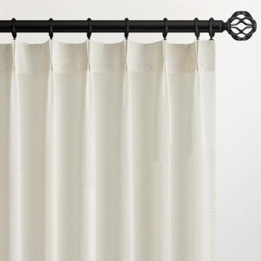 Imagem de Cortinas semitransparentes plissadas de 78 polegadas de comprimento, cortinas de janela com filtro de luz misturada de linho natural, comprimento 78, 2 painéis para sala de estar, quarto, cortinas