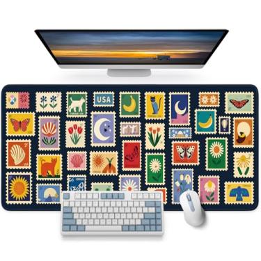 Imagem de Tapete de mesa grande para desktop, mouse pad grande estético para teclado de jogos, computador, capa protetora de mesa para laptop, material de escritório, escola, casa, carimbo, 80 cm x 30 cm