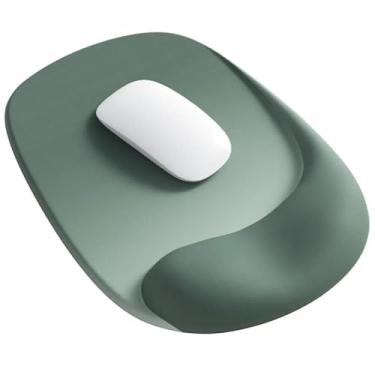 Imagem de KUTAKTO Mouse pad ergonômico, protetor de pulso científico preenchido com gel, tecido de lycra para escritório e jogos eficientes, base antiderrapante adequada para todas as mesas (verde matcha