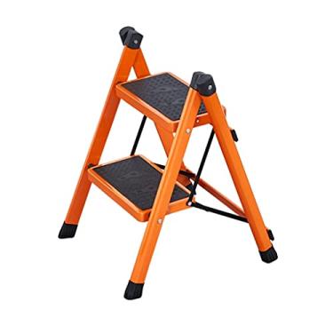 Imagem de Escadas dobráveis escadas pequenas escada de 2 degraus escada dobrável de um lado com pedal largo antiderrapante e suportes de reforço escada de metal resistente (cor: Escada K) (Escada D)