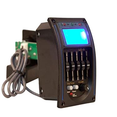 Imagem de FLFL Captador acústico 5 bandas captador de guitarra acústica equalizador pré-amplificador LCD sintonizador piezo pickup sistema equalizador (cor: Lc-5)