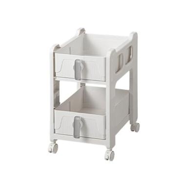 Imagem de Organizador multifuncional de armário de 2 níveis/3 níveis/4 níveis com gaveta deslizante, prateleira organizadora sob a pia multiuso, prateleiras de armazenamento de plástico com rodas para banheiro